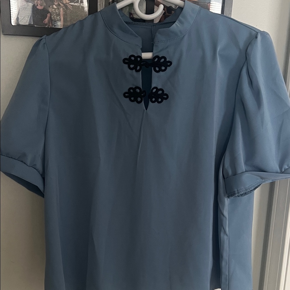 SHEIN Blue Top with Black Accents